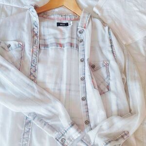 BDG semi sheer light cotton button down flannel